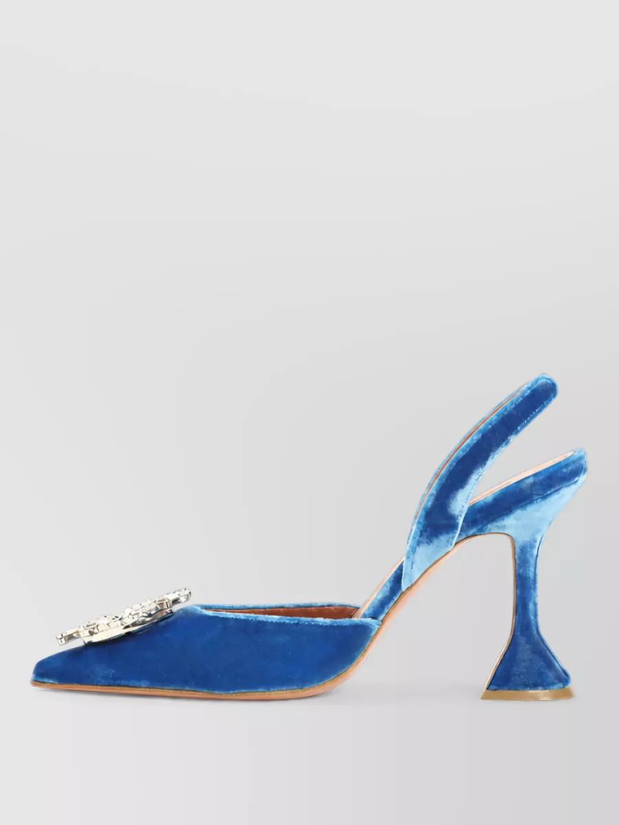 Amina Muaddi Velvet Crystal-Embellished Slingback Mules