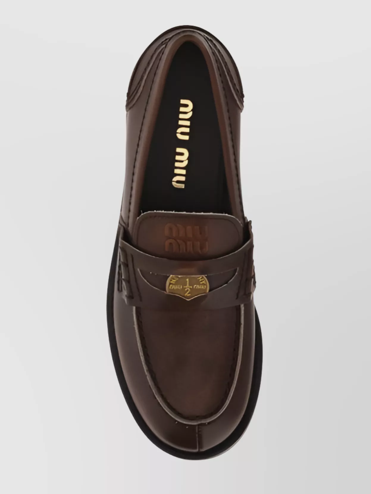 Miu Miu Loafers Featuring Exquisite Stitch Detailing In Brown