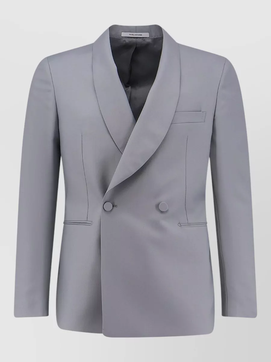 Tagliatore virgin wool double-breasted tuxedo blazer