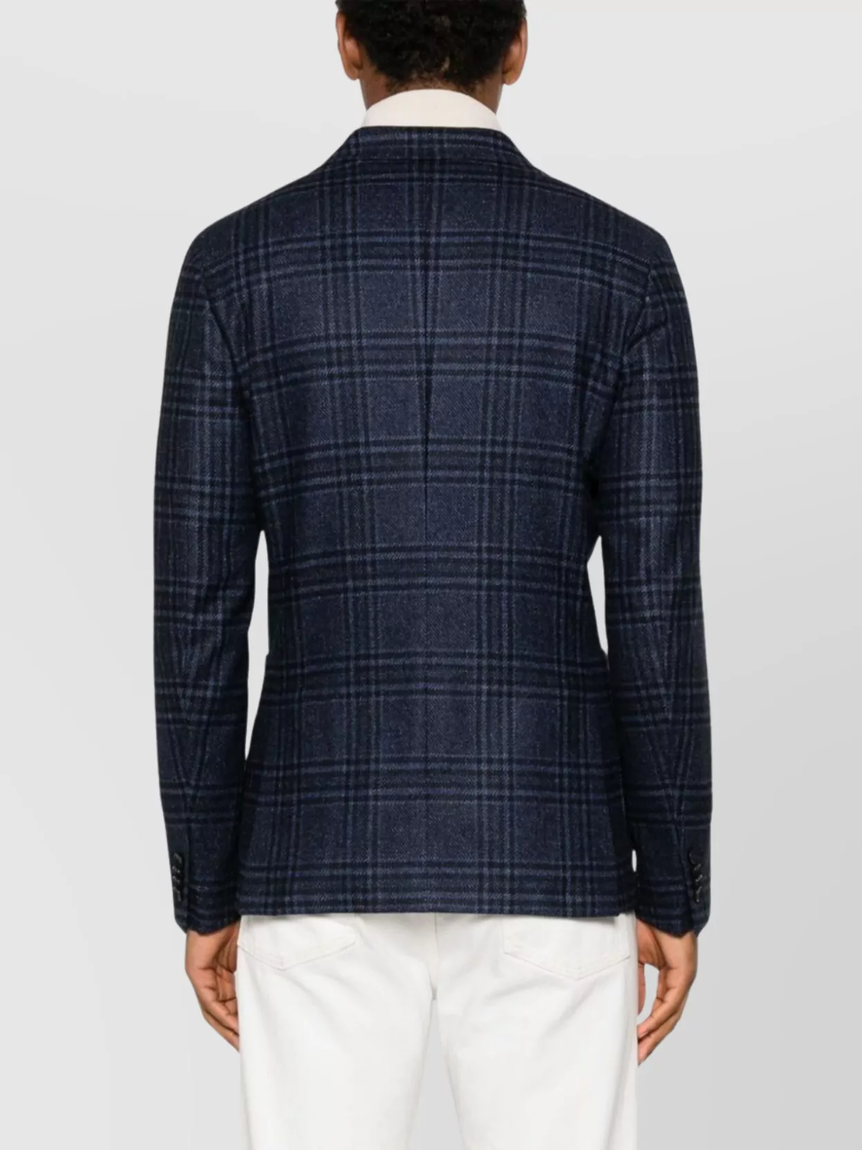Shop Zegna Check Wool Blend Jacket In Blue