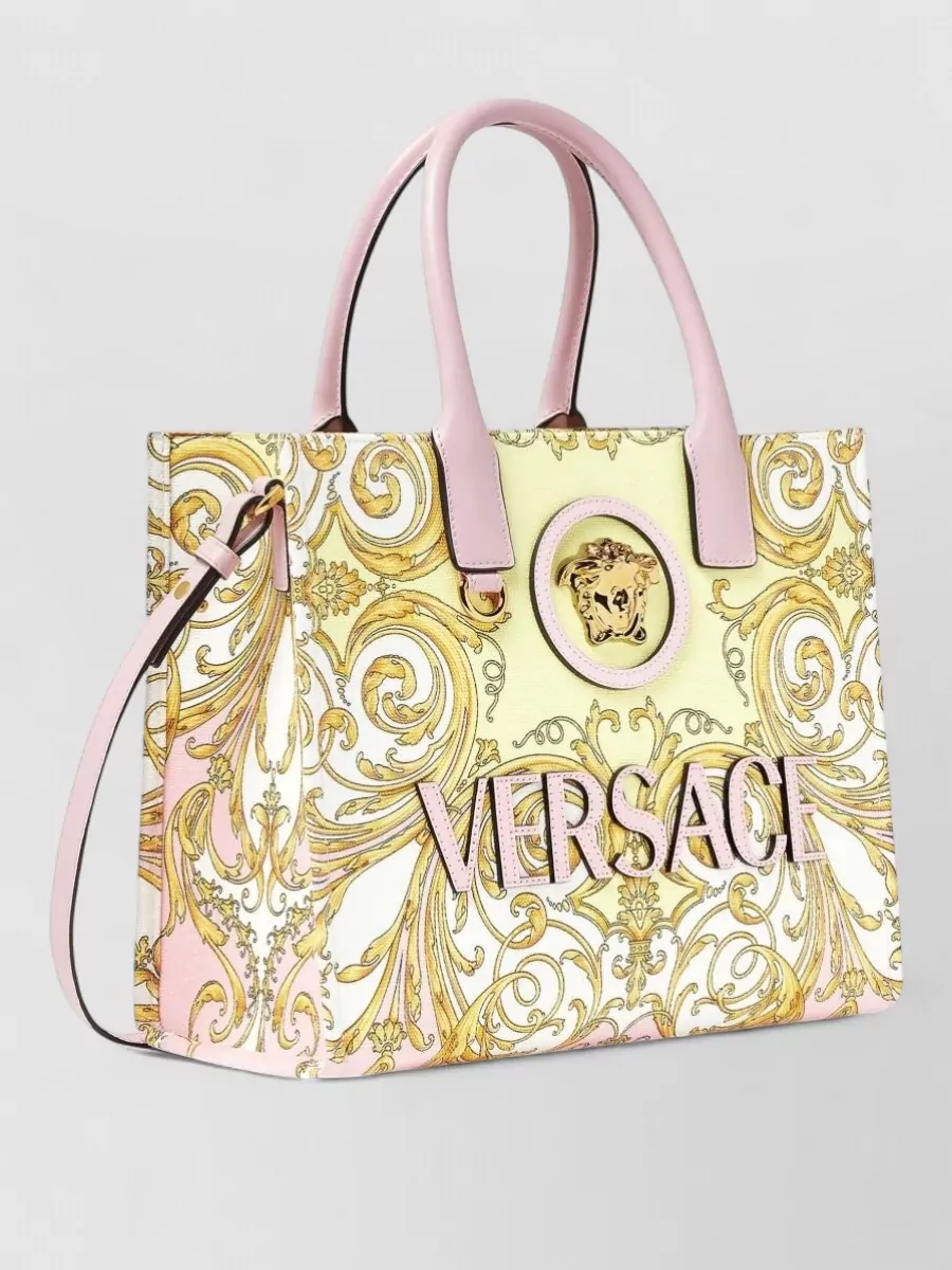 Versace Baroque Print Tote Bag Shoulder Strap Handles In Multi