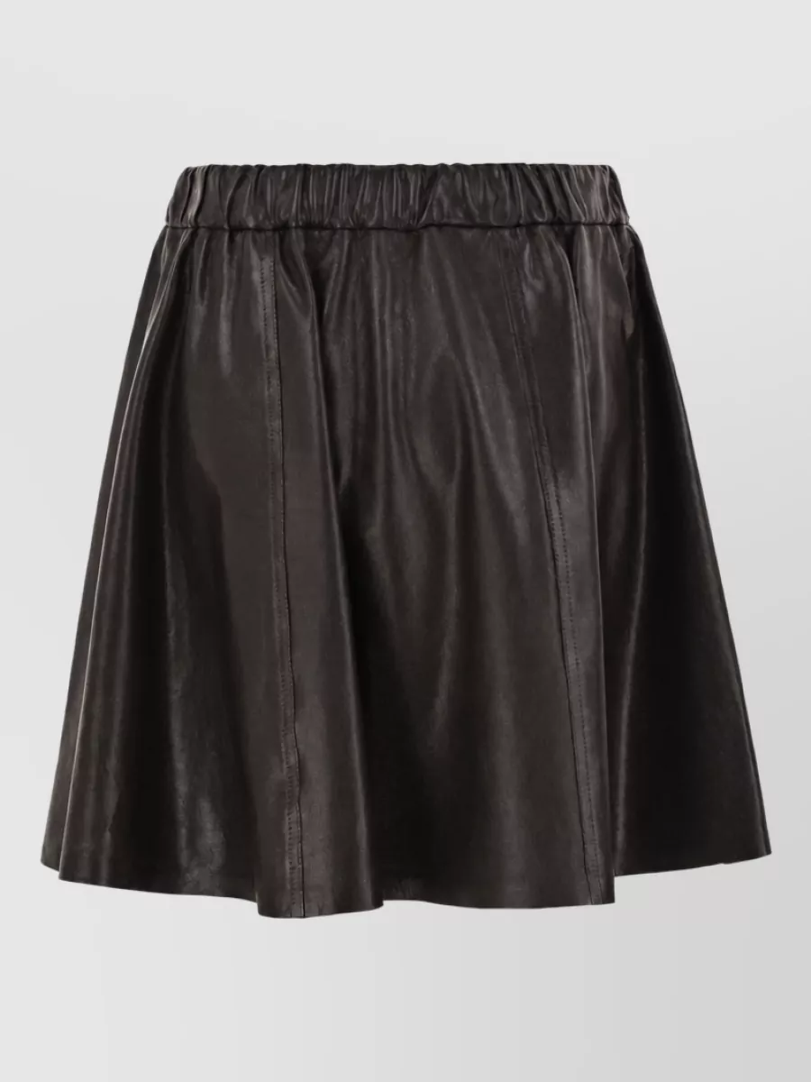 Brunello Cucinelli leather flared mini skirt