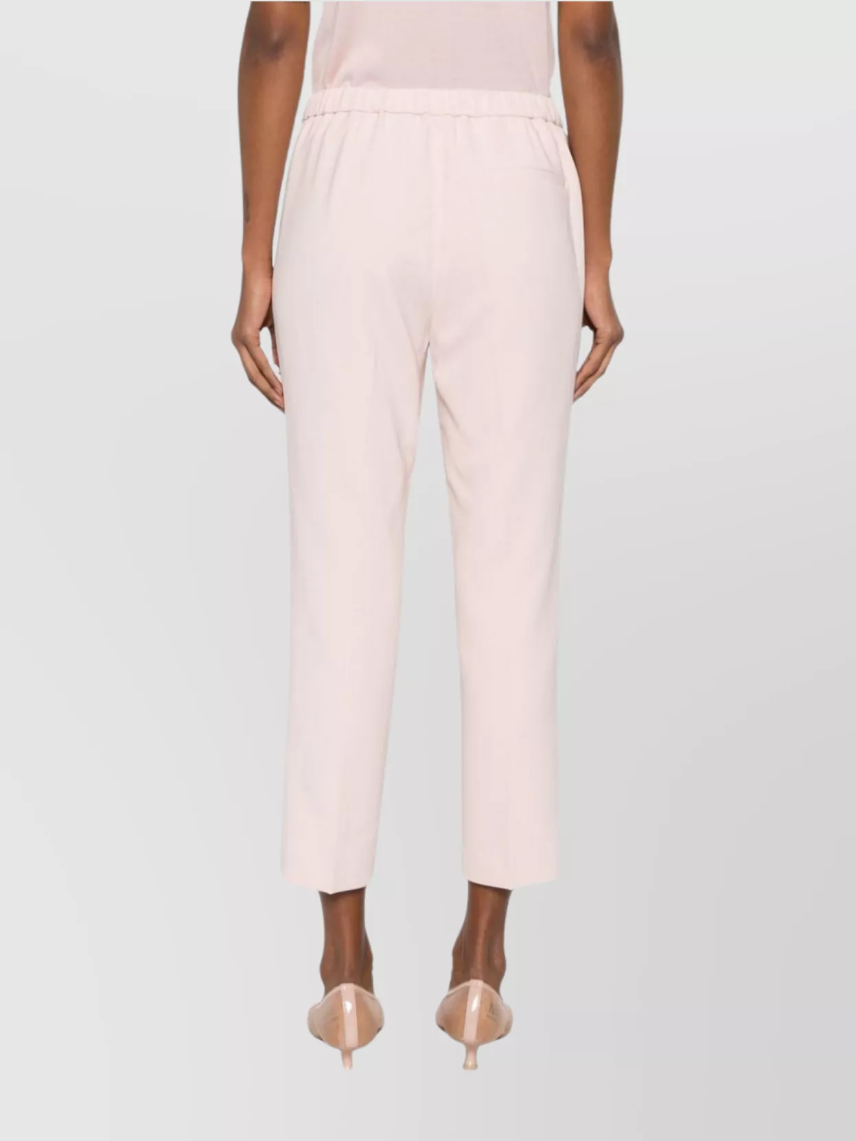 Theory Treeca Cropped Trousers With Elasticated Waist In Pink