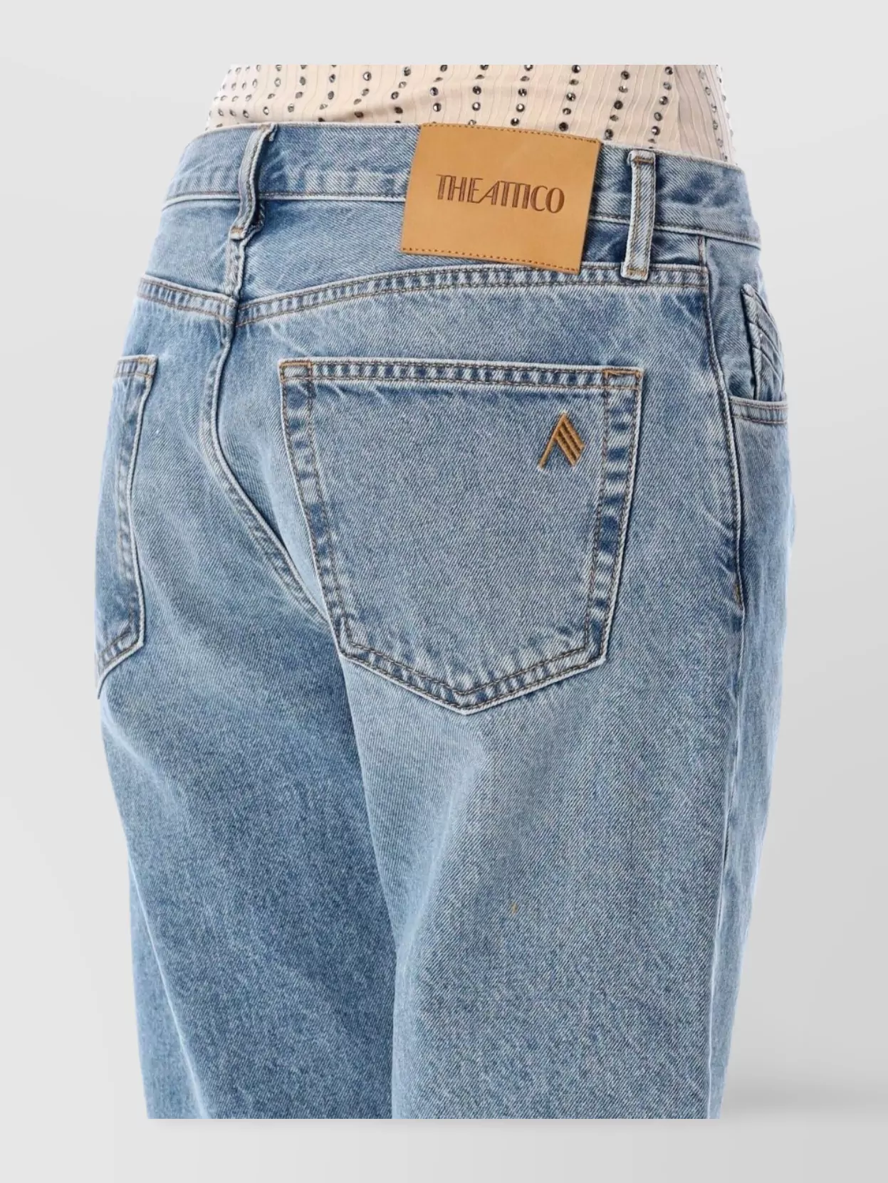 Shop Attico Denim Boyfriend Shorts Belt Loops
