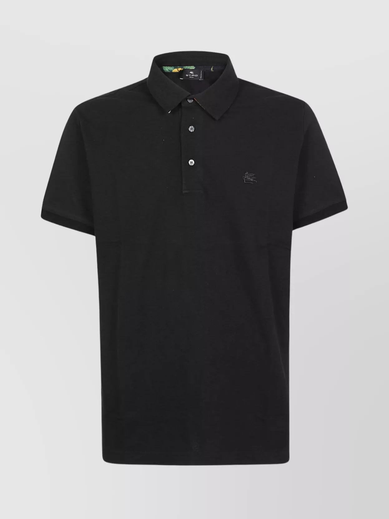 Shop Etro Roma Printed Undercollar Polo Shirt In Black