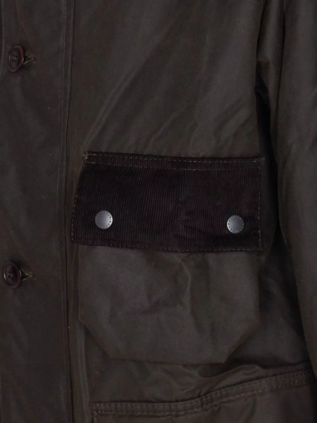 Barbour Long Hooded Jacket Flap Pockets