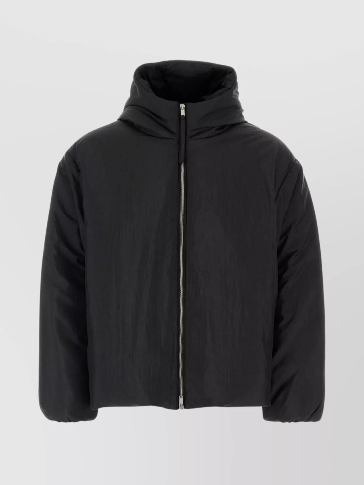 Jil Sander High Collar Puffer Design Coat In Black