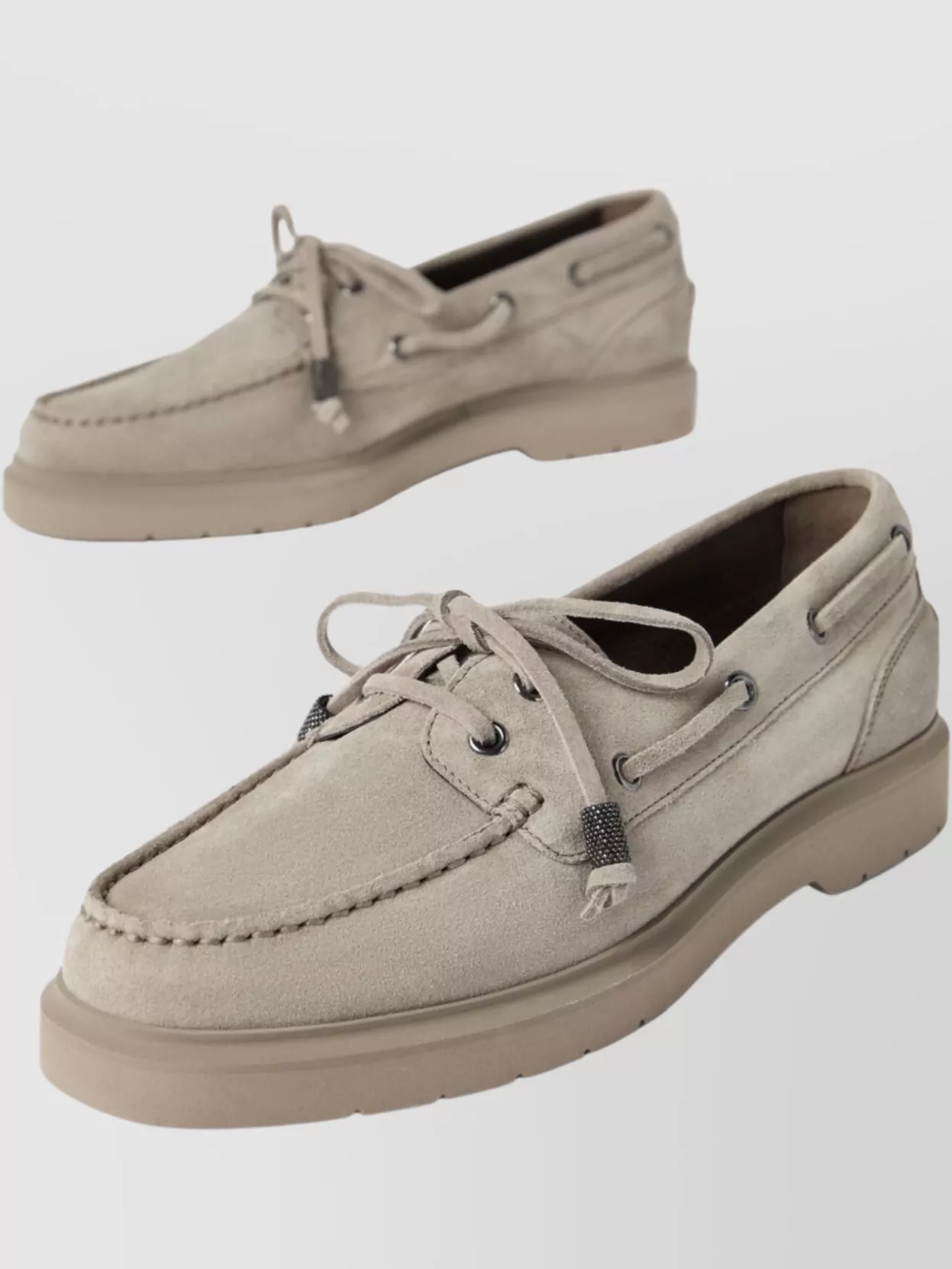 Brunello Cucinelli Loafers In Leather With Eyelet And Lace Detail