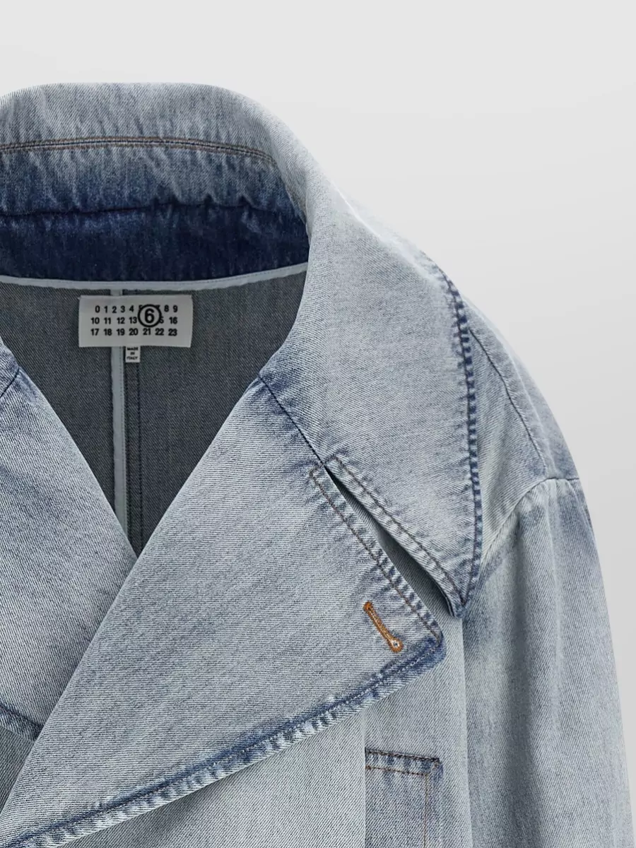 Mm6 Maison Margiela Denim Paneled Double-Breasted Cropped Jacket