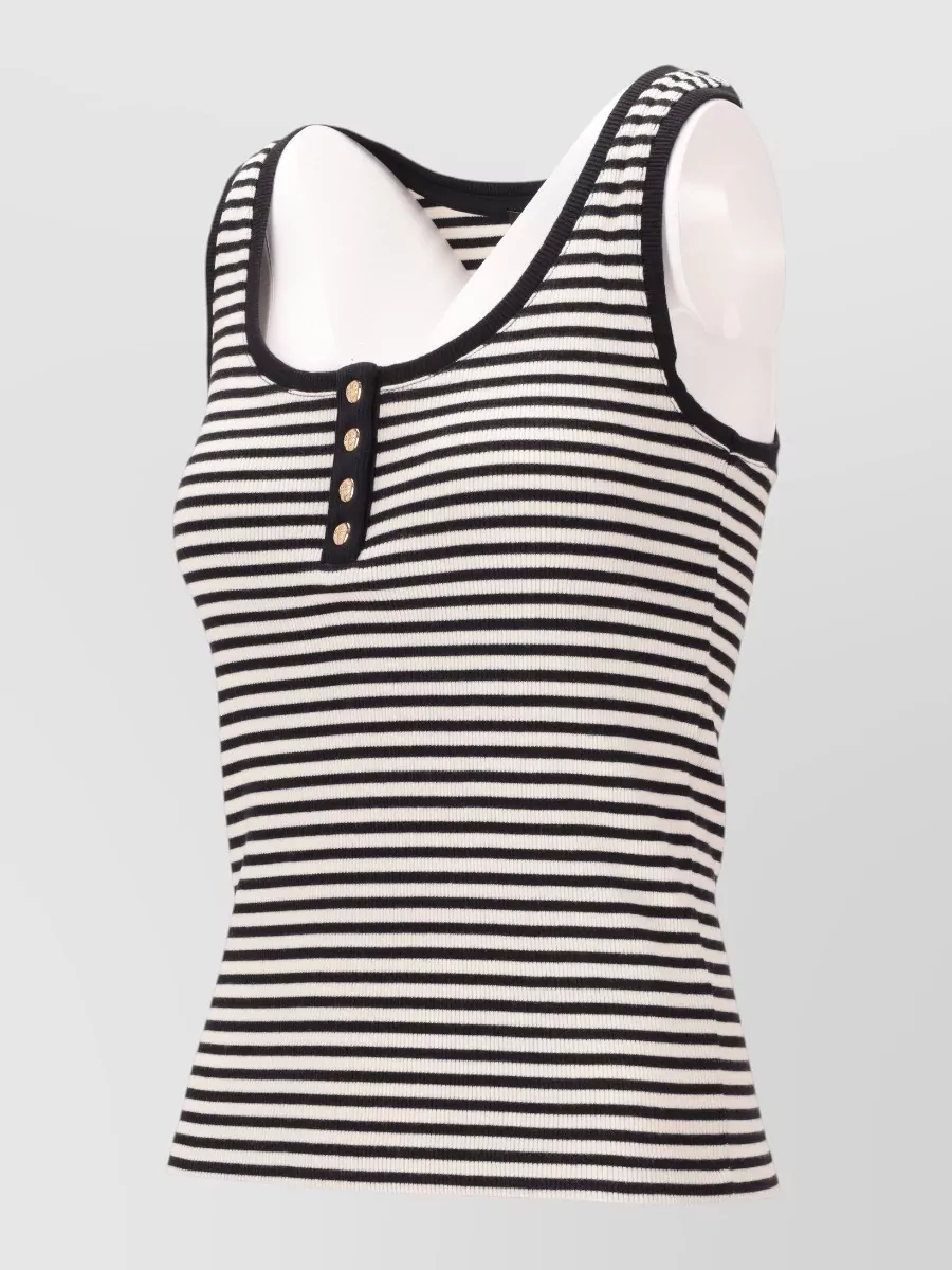 Anine Bing Alessia Tank Top Stripe Button Detail