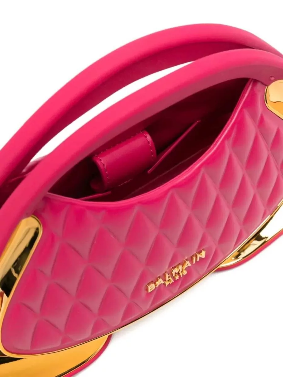 Balmain Jolie Madame Small Padded Faux Leather Quilted Clutch Bag