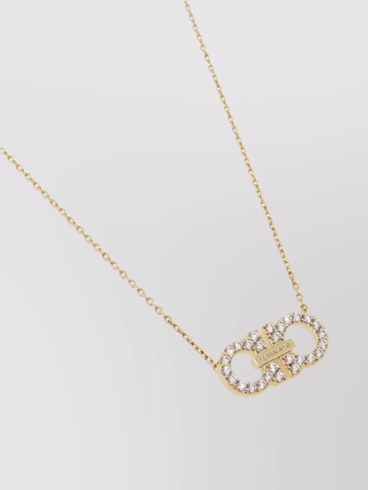Ferragamo Crystal Pendant Chain Necklace With Adjustable Length In Neutral
