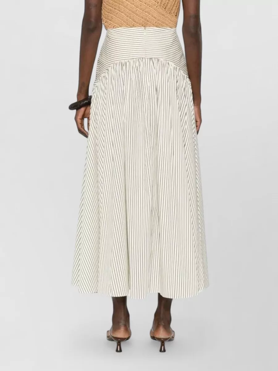 Staud Striped Paneled Midi Skirt