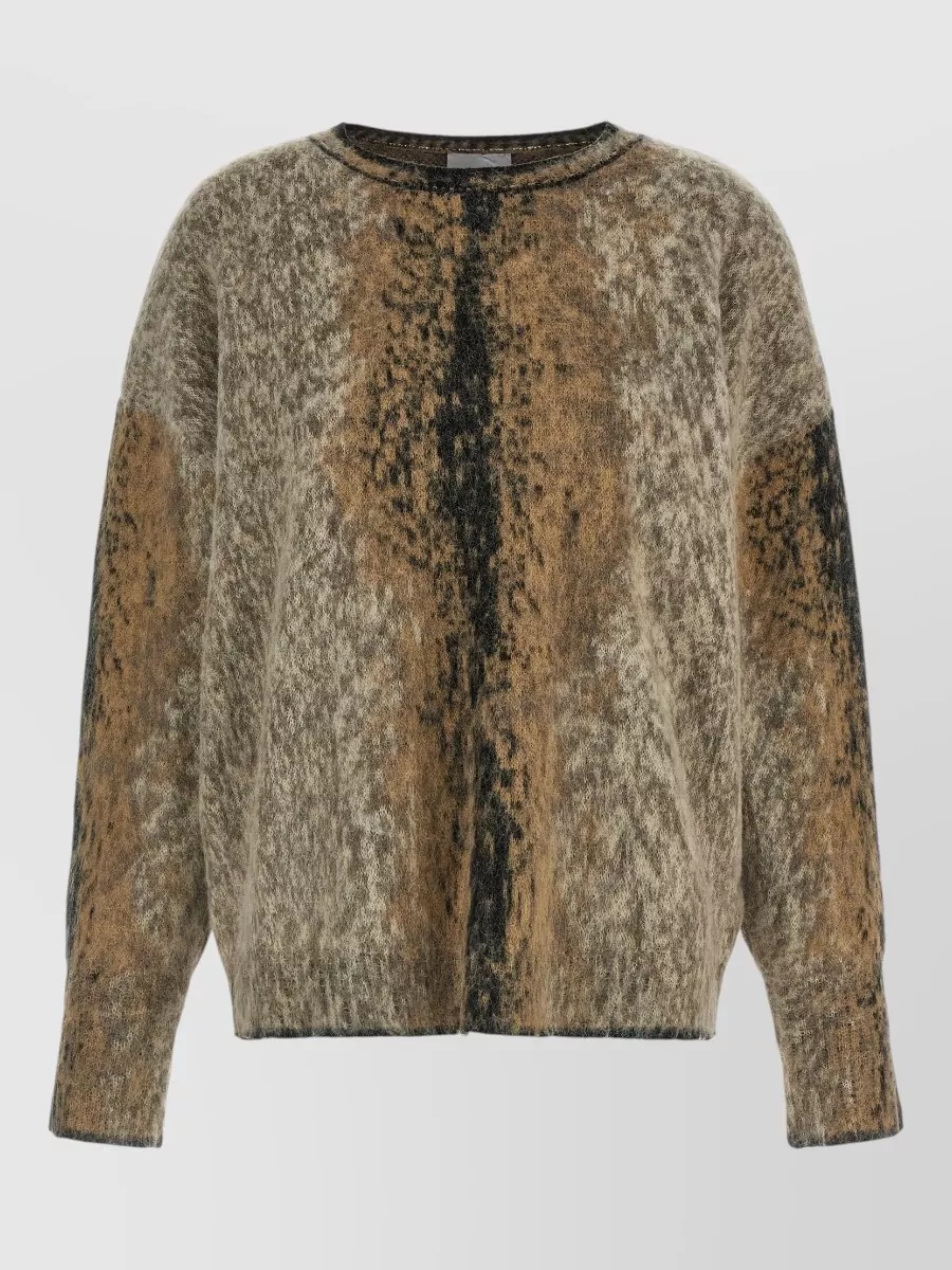 Nude alpaca wool oversized abstract pattern sweater
