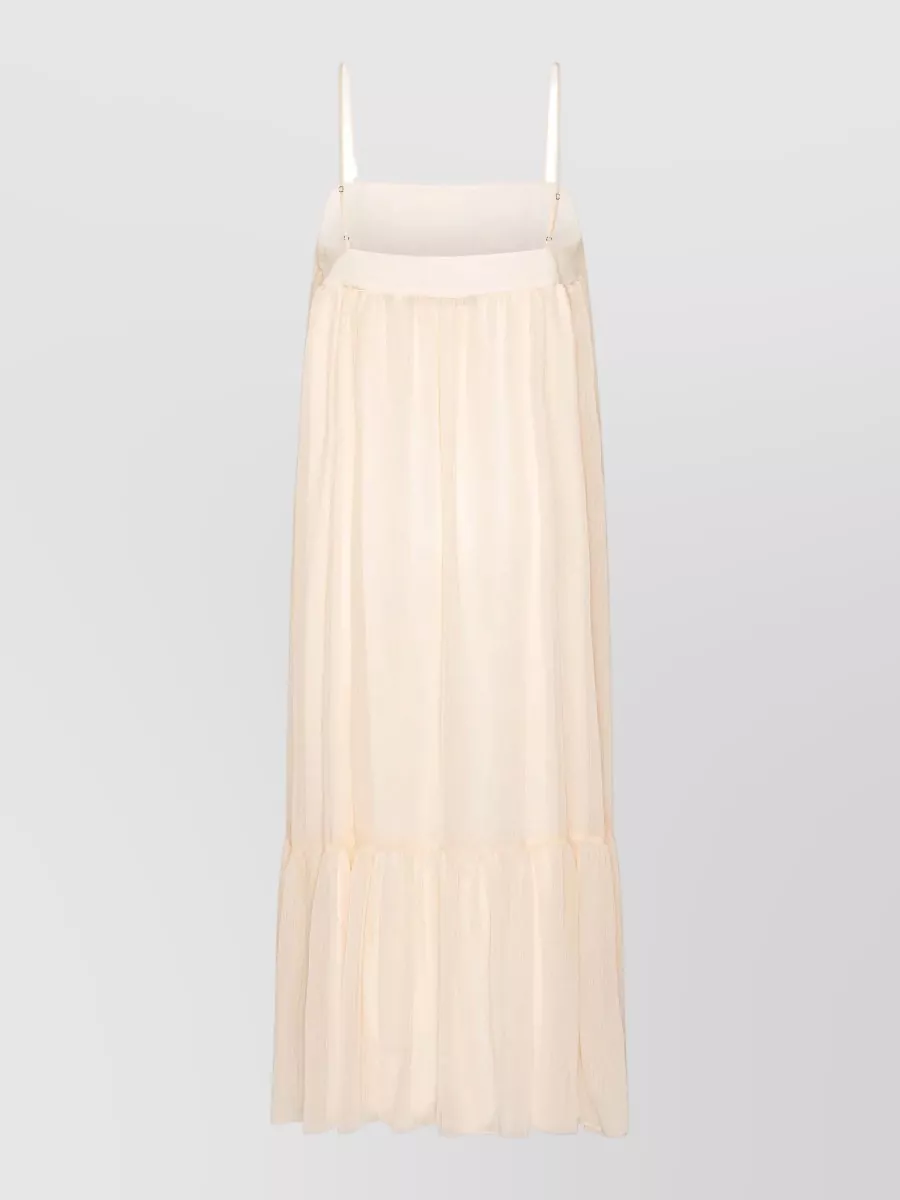 Rotate Chiffon A-Line Square Neck Tiered Maxi Dress