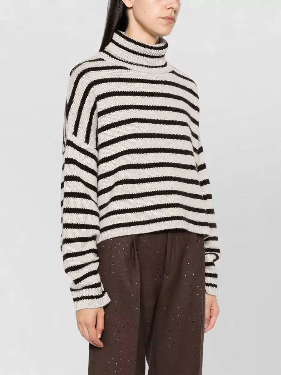 Lisa Yang Cashmere Striped Turtleneck Sweater