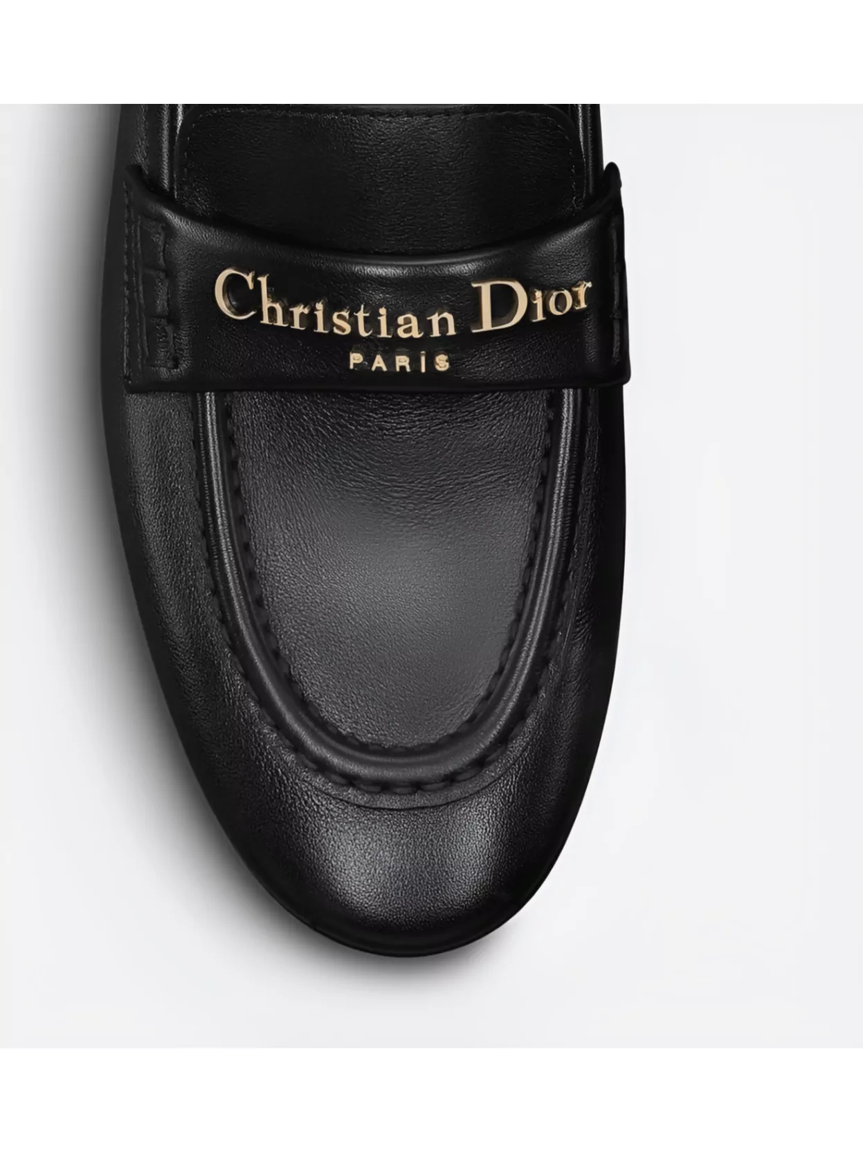Christian Dior Round Toe Leather Loafers With Flat Sole
