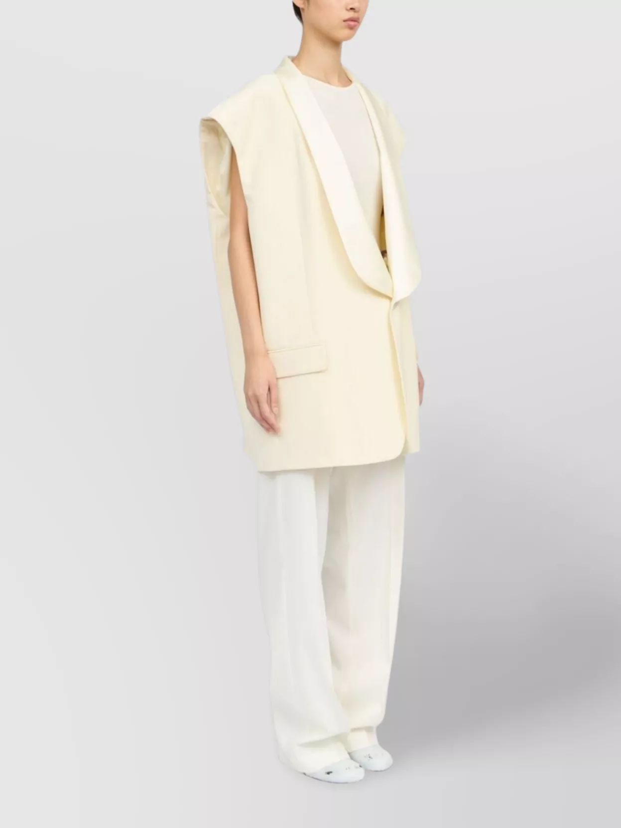 Shop Mm6 Maison Margiela Wool Sleeveless Longline Vest With Shawl Collar In Pink