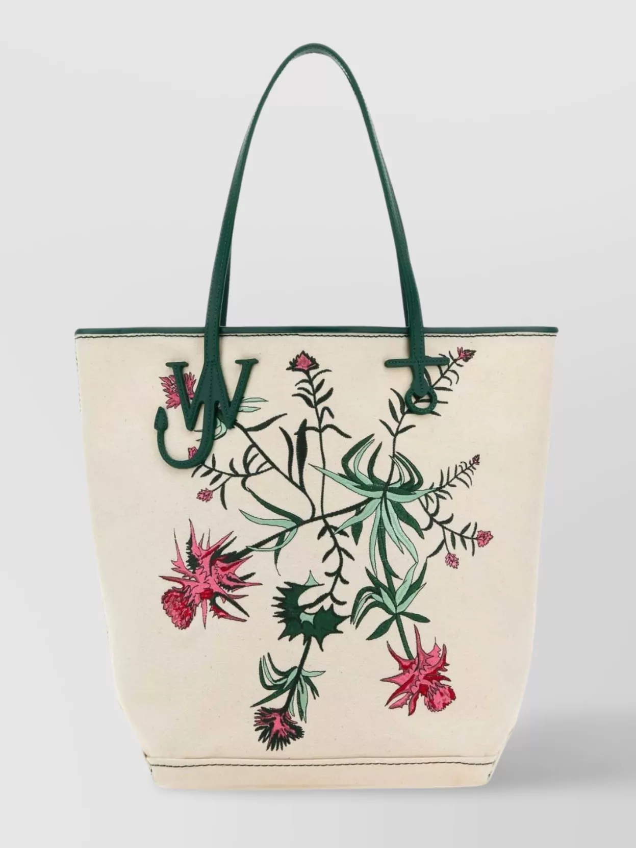 Shop Jw Anderson Tall Anchor Embroidered Floral Canvas Tote