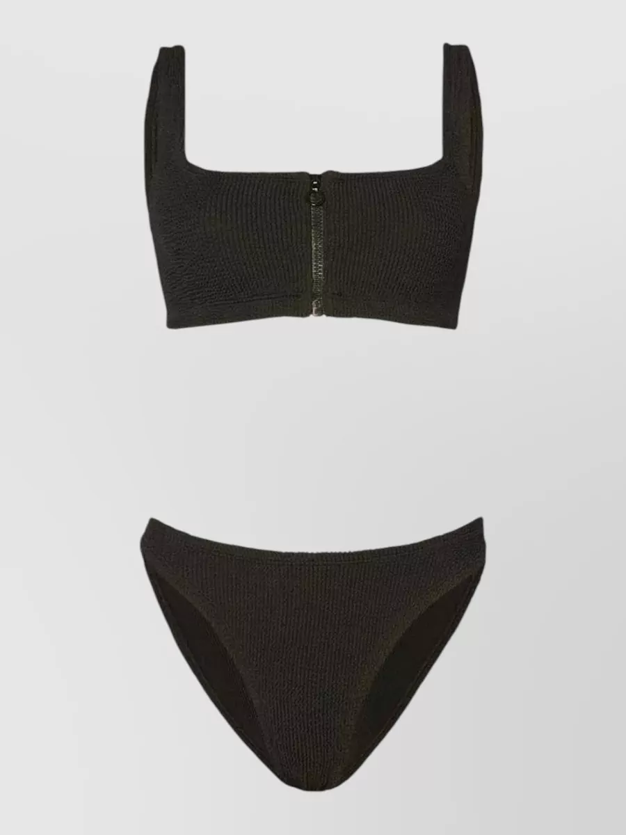 Hunza G crinkle zip-front bikini top