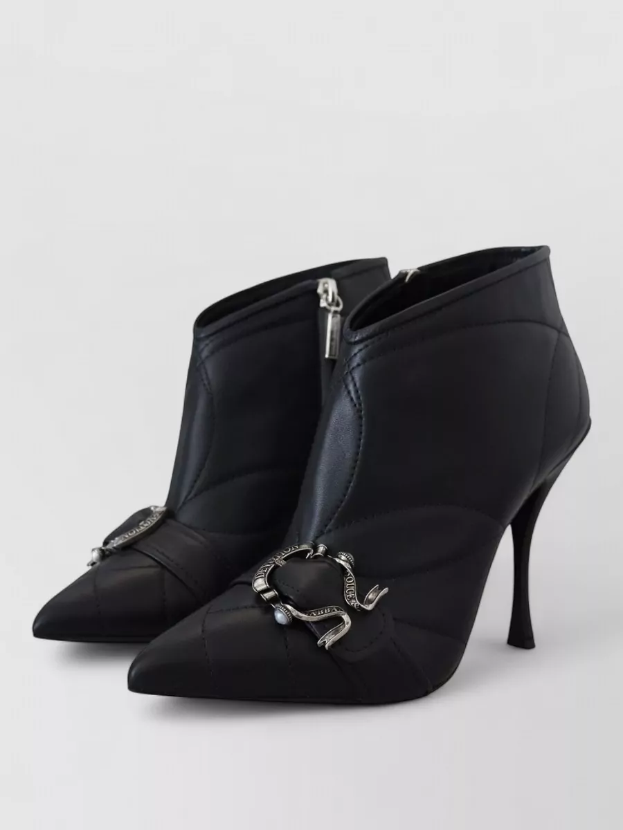 Dolce&Gabbana Leather Quilted Buckled Ankle Boots