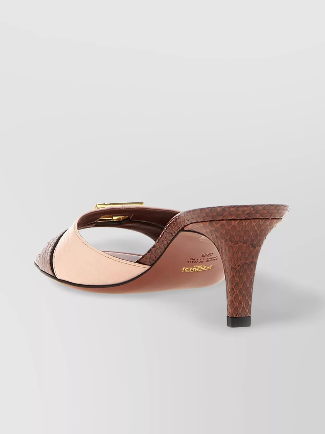 Fendi Ffold Buckle Kitten Heel Open Toe In Pink
