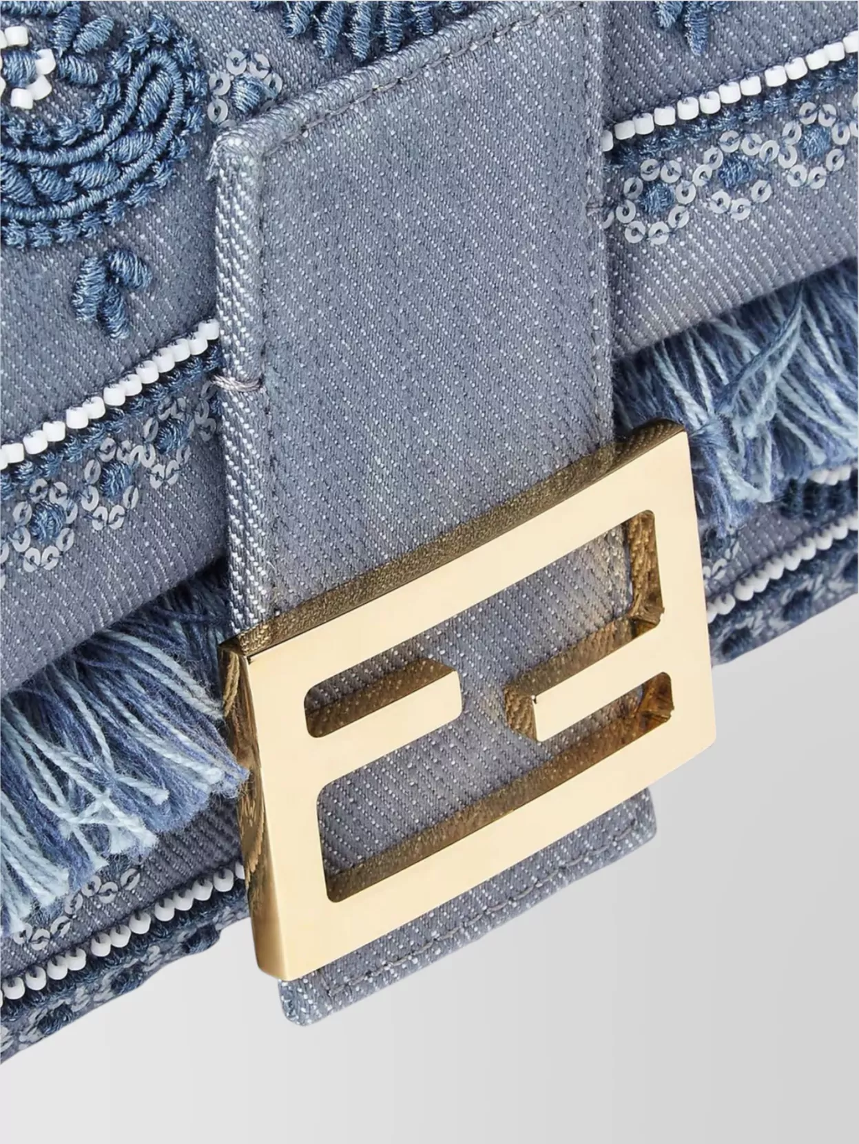 Fendi Embroidered Fringe Top Handle Shoulder Bag