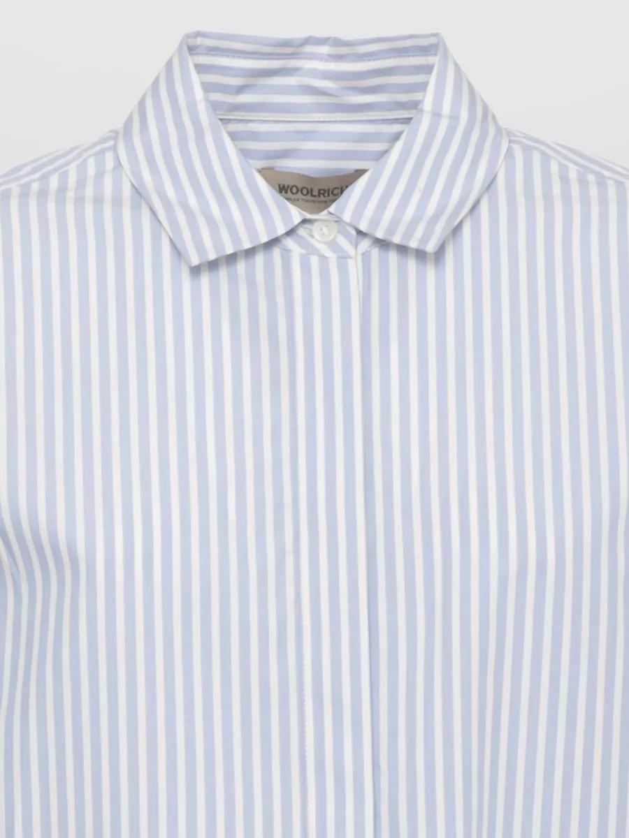 Woolrich Striped Embroidered Cotton Knee-Length Shirt Dress
