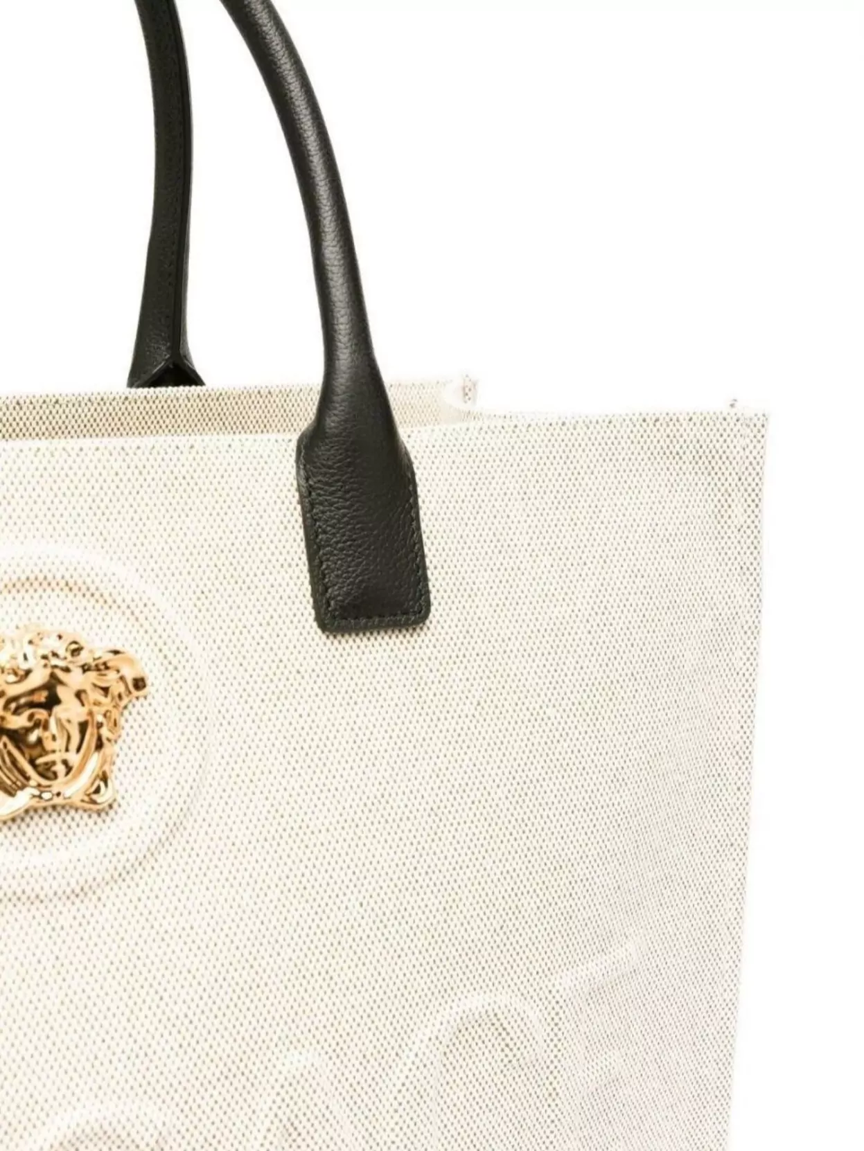 Versace Cotton Calfskin Tote Bag With Top Handles