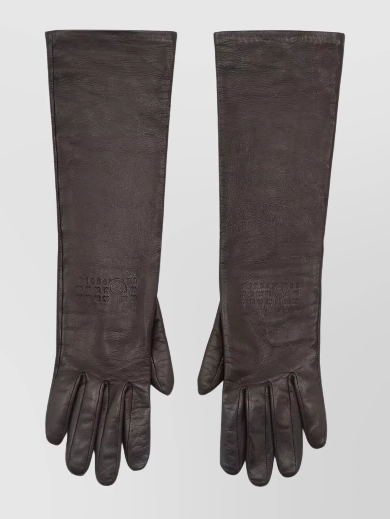 Mm6 Maison Margiela Lambskin Leather Long Gloves With Stitched Detail In Brown