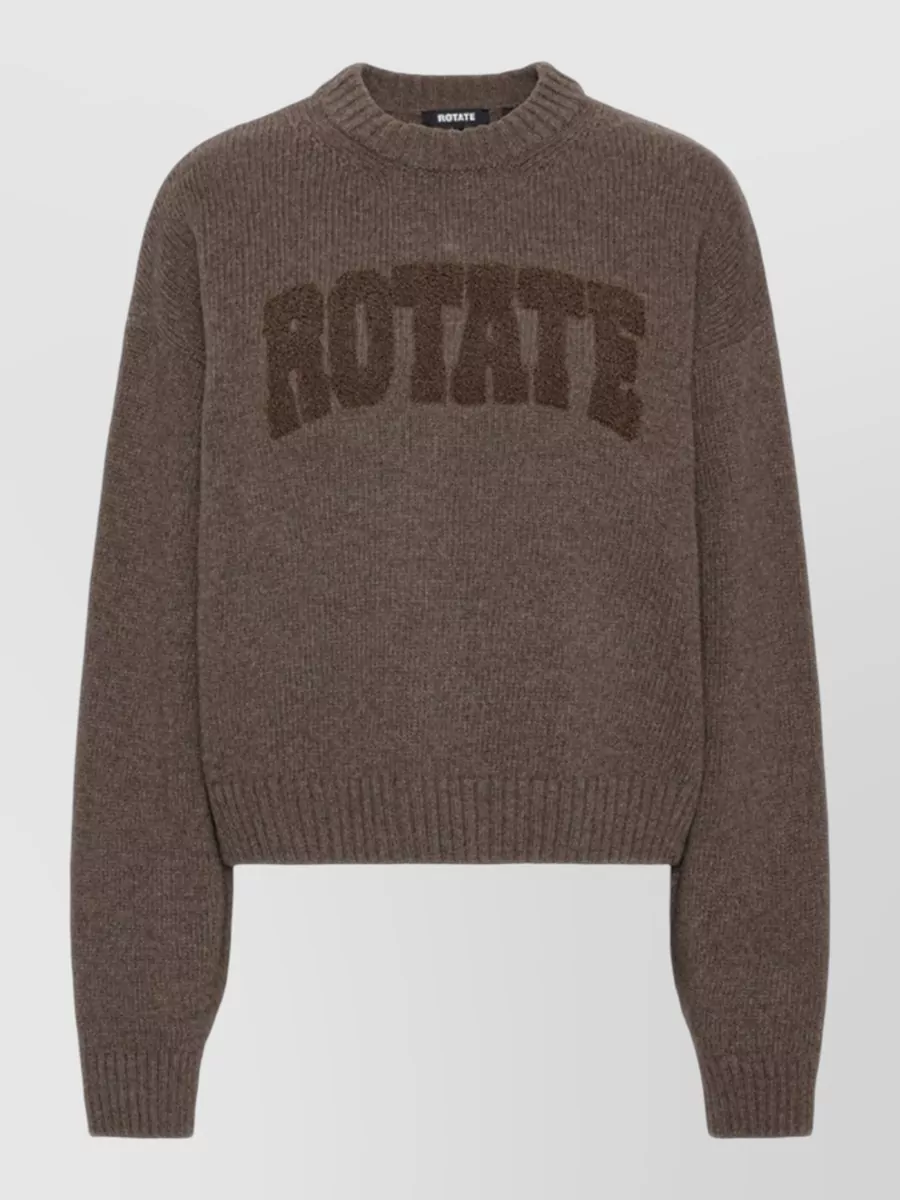 Rotate wool ribbed crewneck sweater