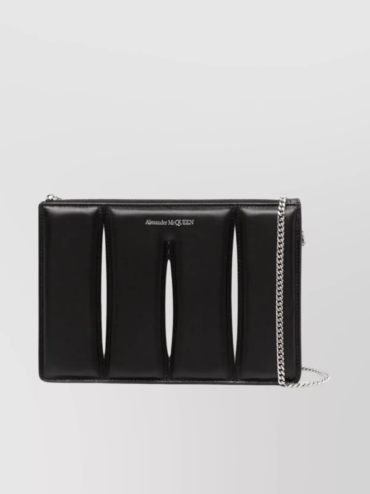 Shop Alexander Mcqueen Rectangular Cut-out Clutch With Chain Handle In Black