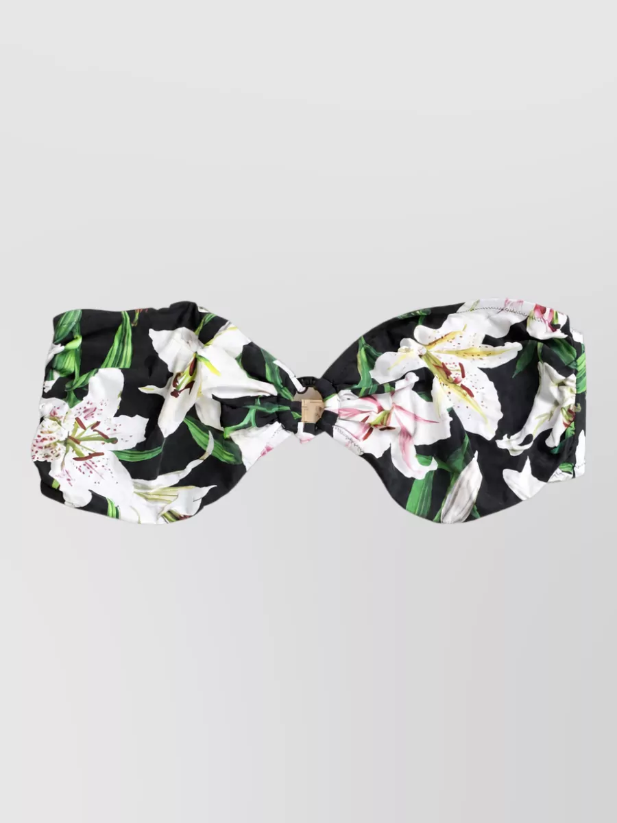 Dolce&Gabbana silk lily-print bandeau bikini top