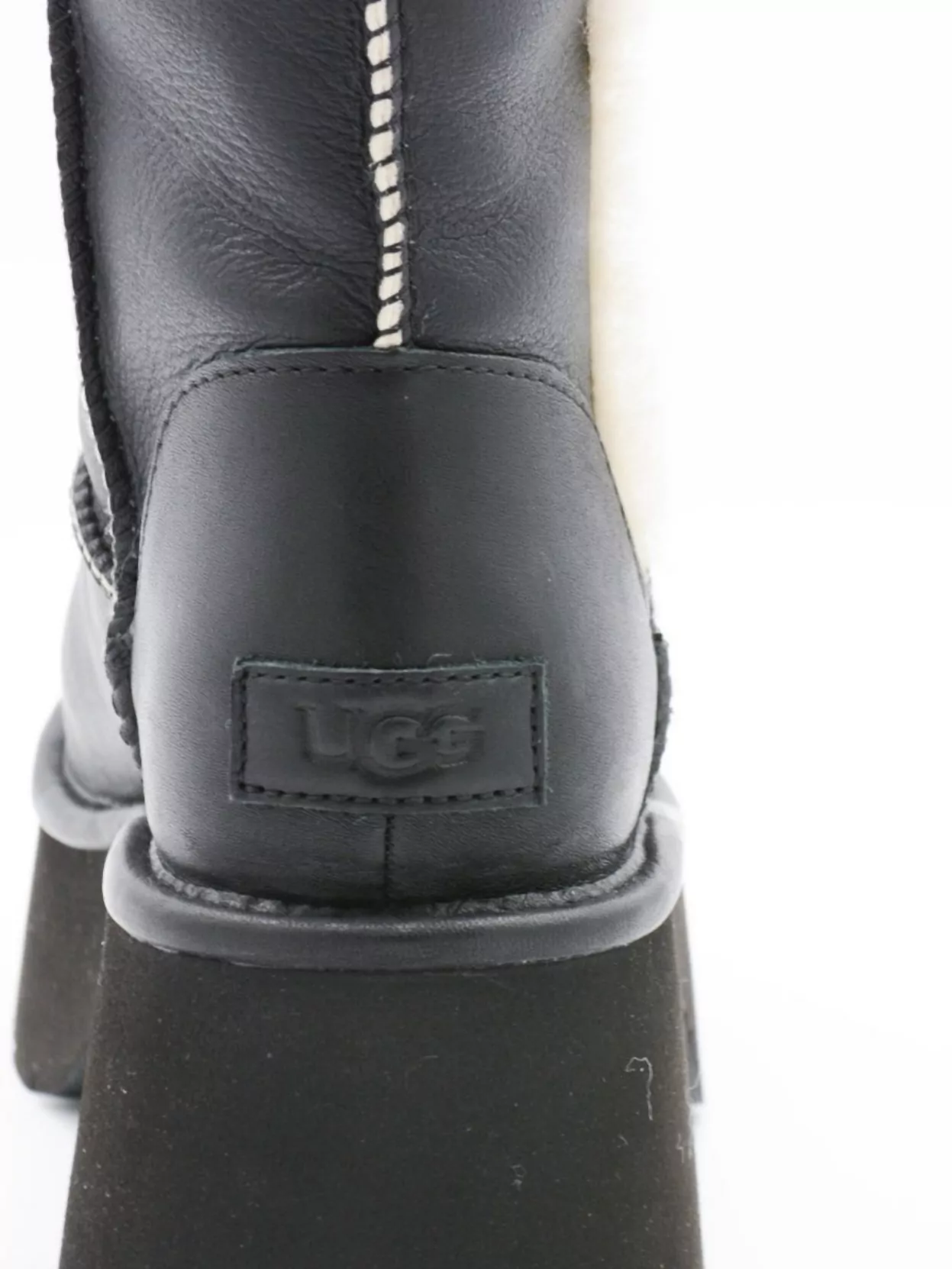 Ugg Leather Fur-Trim Platform Ankle Boots