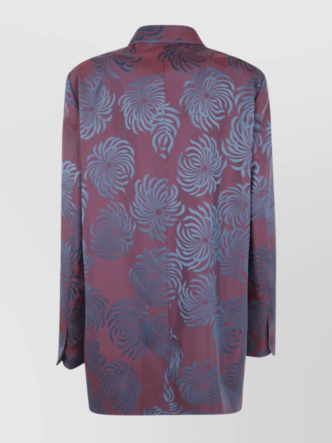 Dries Van Noten Floral Long Sleeve Jacket Front Pockets In Purple