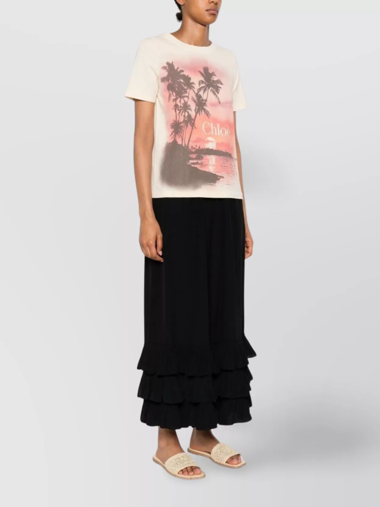 Chloé Graphic Illustration Crew Neck T-shirt In Neutral