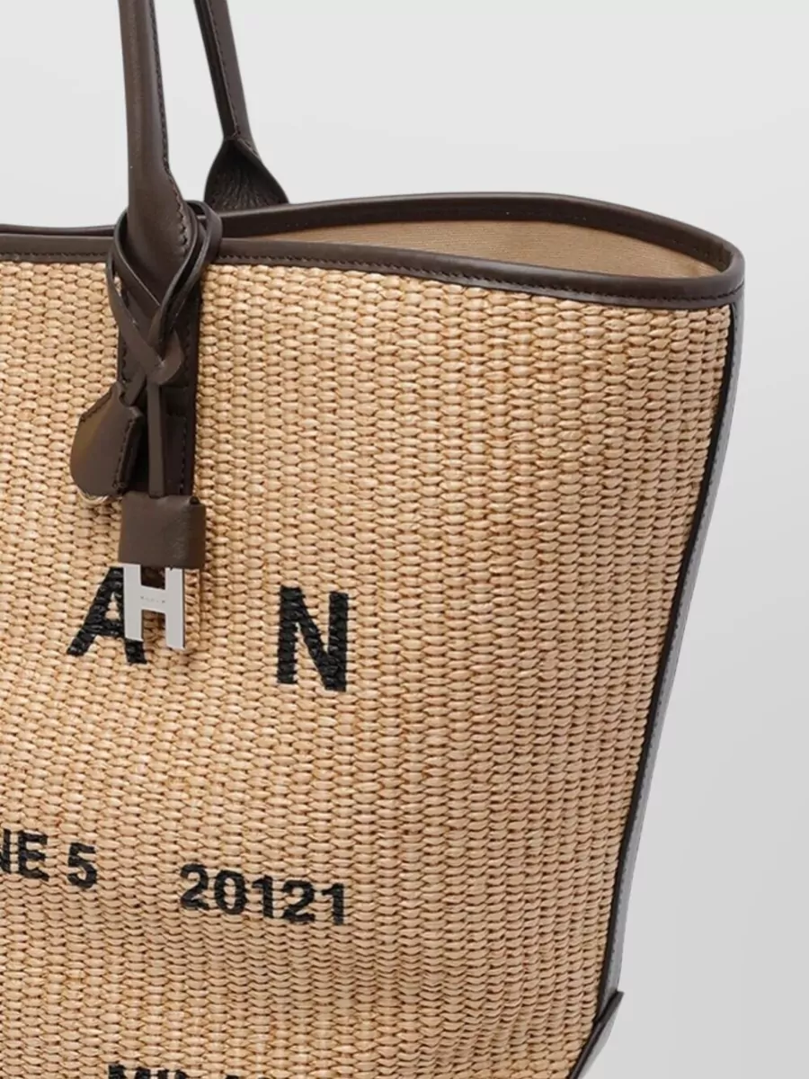 Hogan Address Medium Raffia Shopping Tote Bag