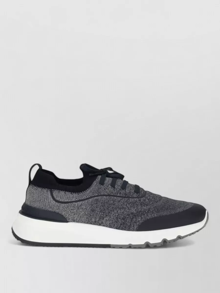 Brunello Cucinelli Knit Lace-Up Low-Top Sneakers