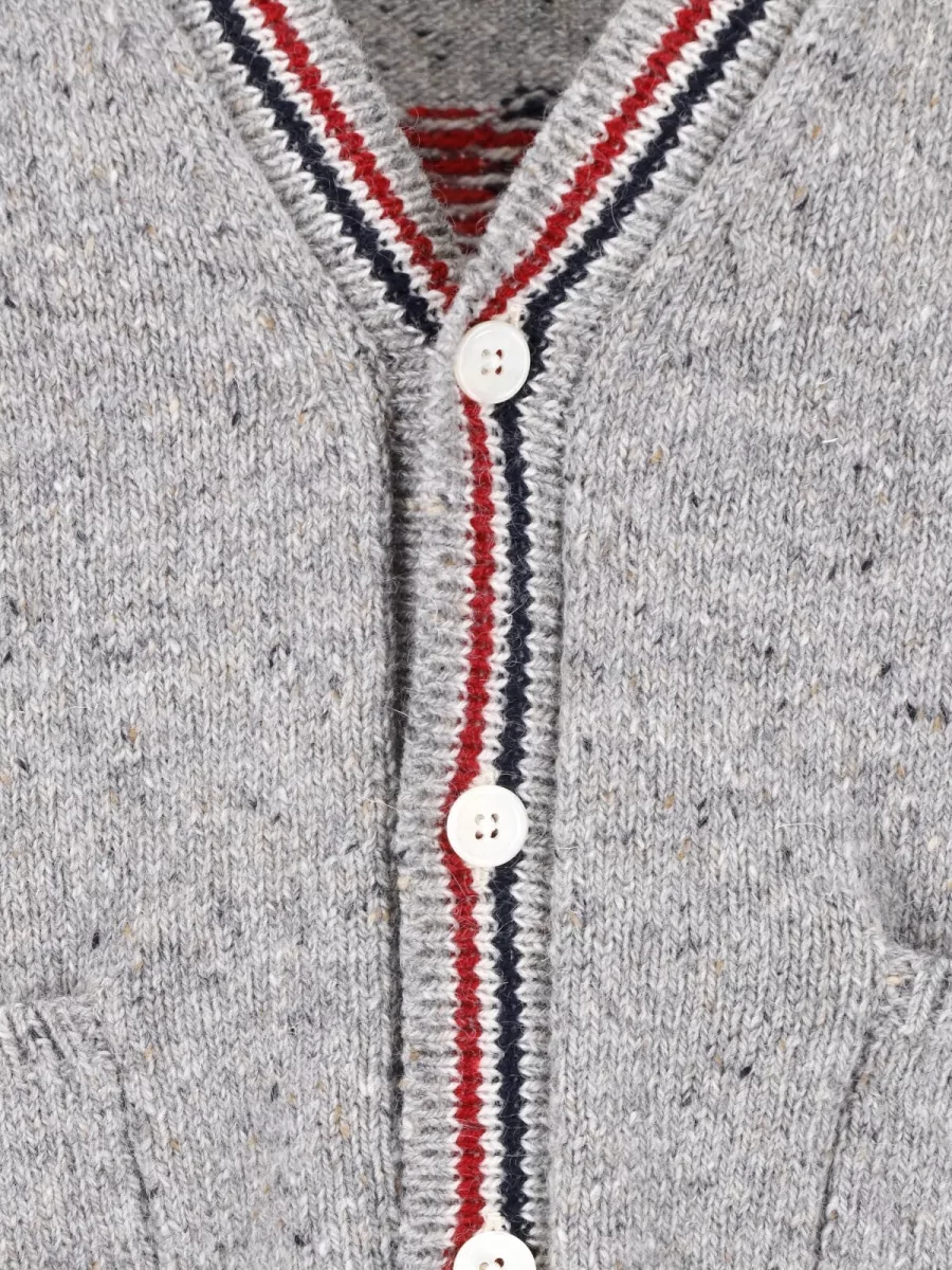Thom Browne Wool Mohair V-Neck Ribbed Cardigan