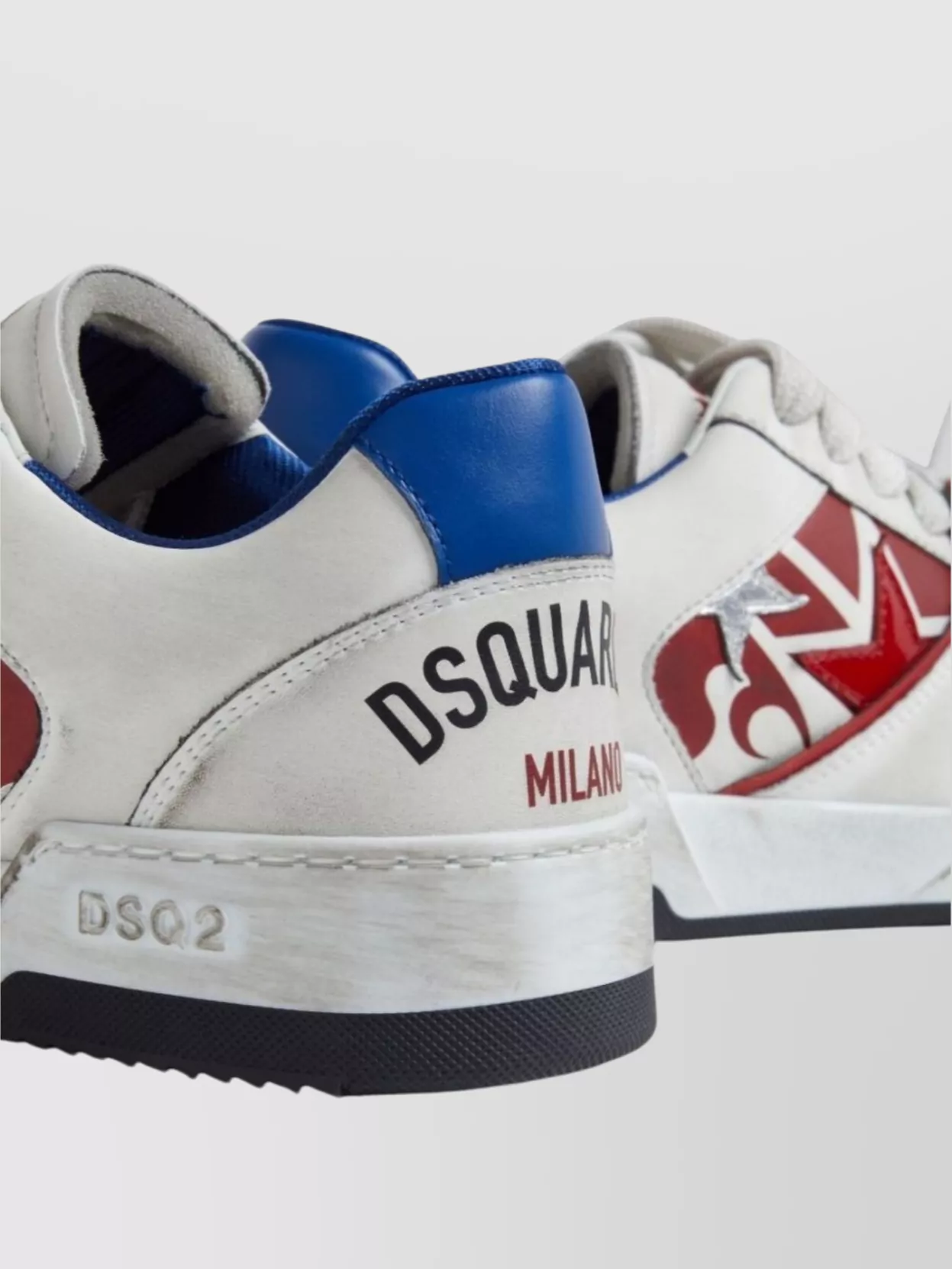 Dsquared2 White Sneakers With Distressed Effect And Logo On The Heel In White