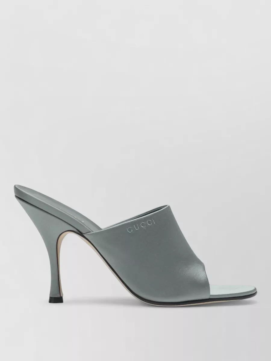 Gucci Open Back Peep Toe Leather Mules