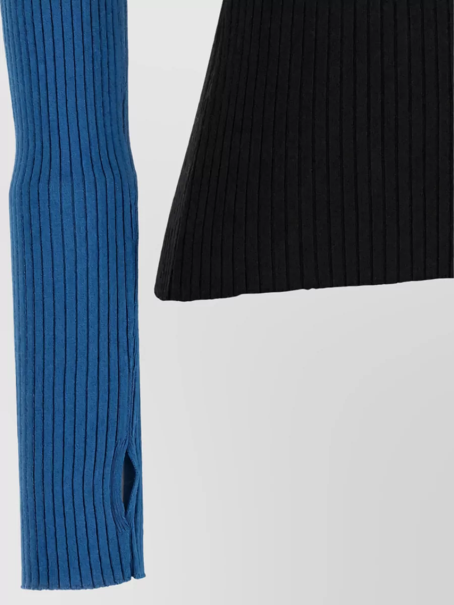 Courrèges Ribbed High Neck Long Sleeve Cutout Sweatshirt