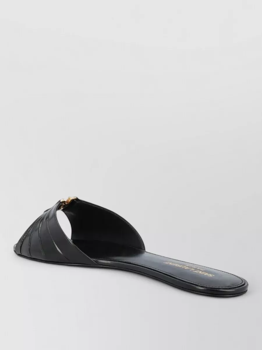 Saint Laurent Leather Gathered Slides