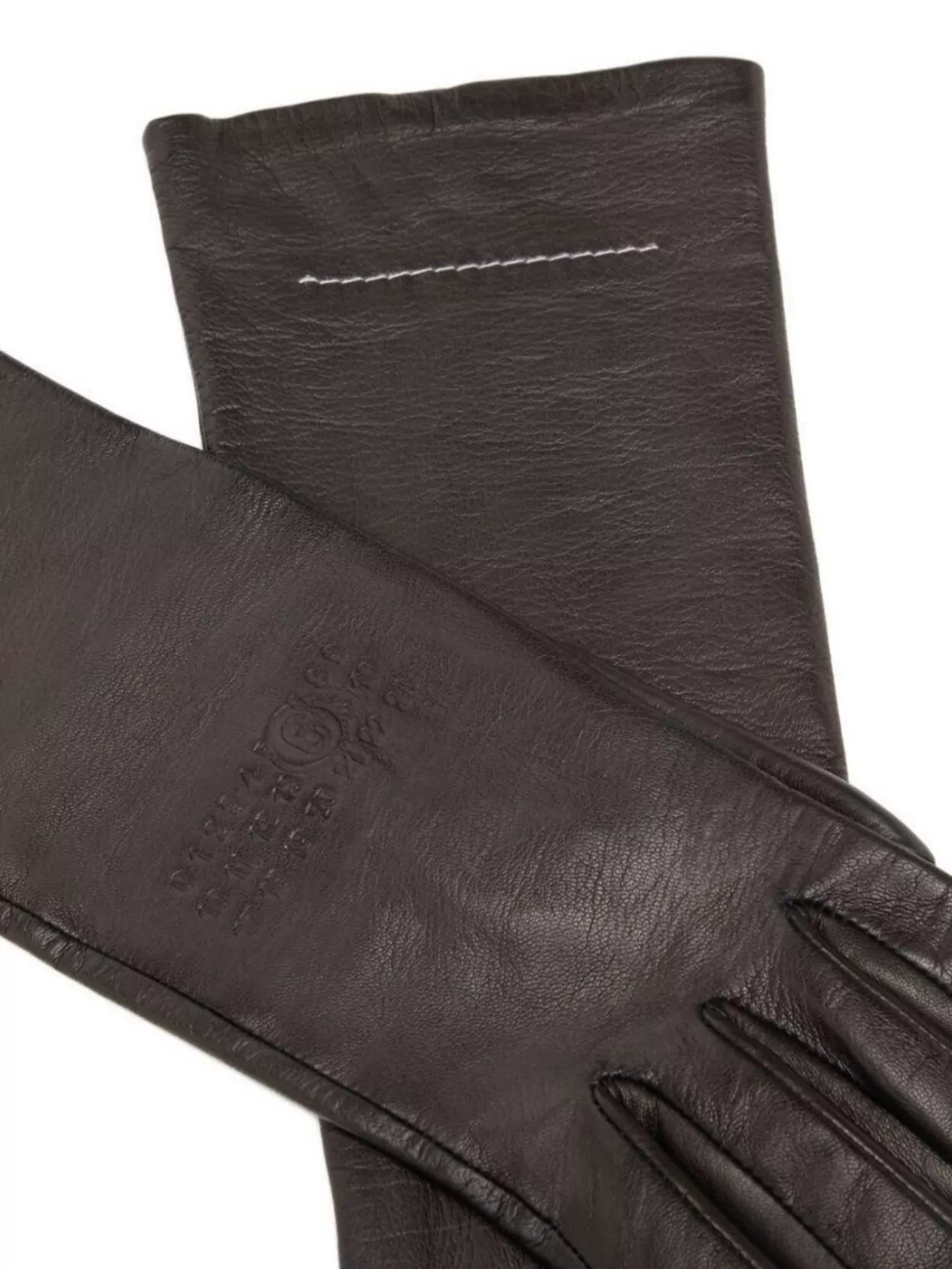 Mm6 Maison Margiela Lambskin Leather Long Gloves With Stitched Detail
