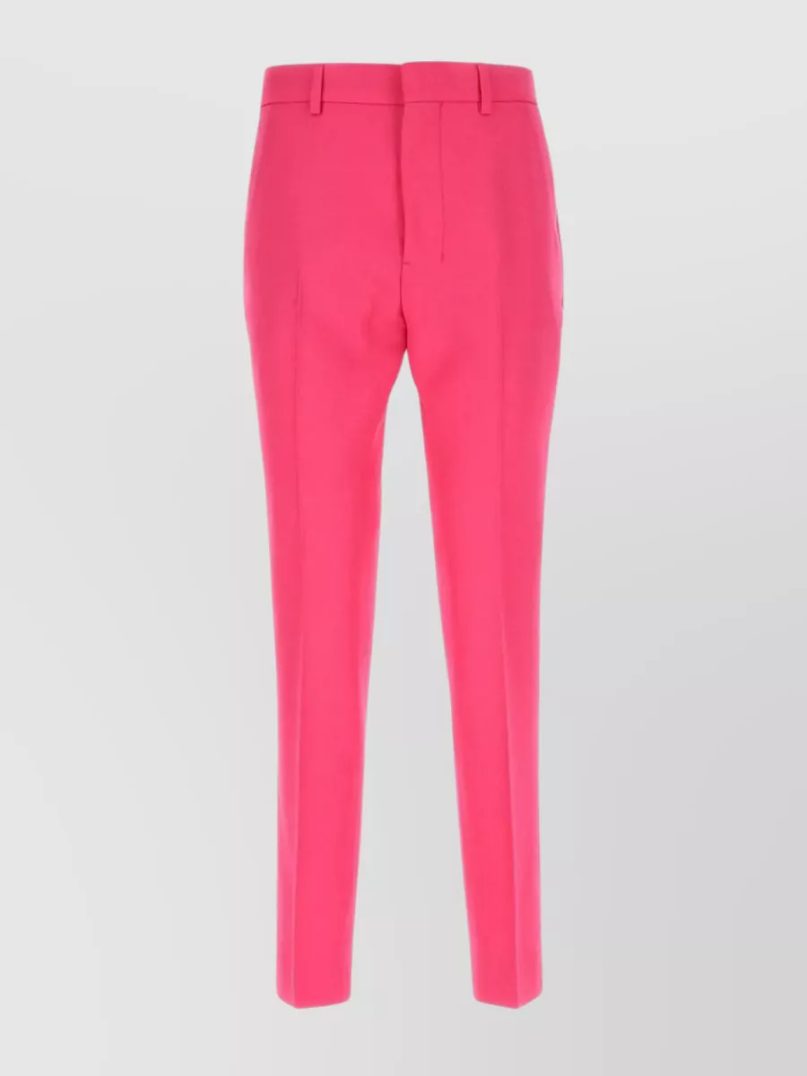 Shop Ami Alexandre Mattiussi Pleated Wool Trousers With Belt Loops In Pink