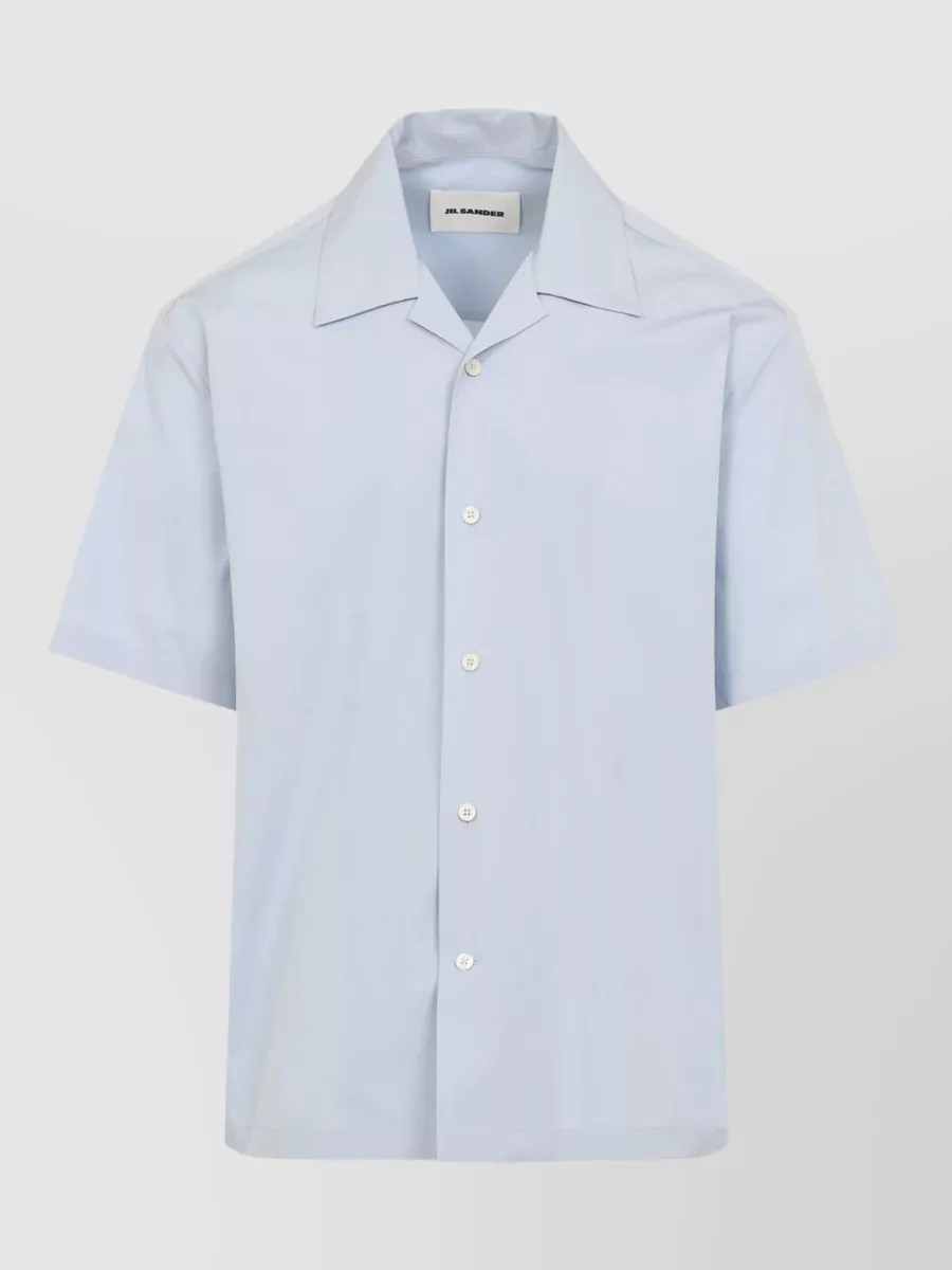 Jil Sander Cotton Shirt Bowling Collar Short Sleeves
