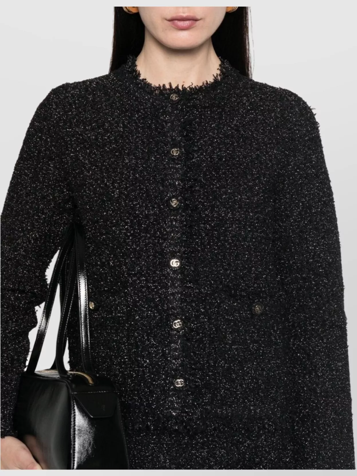Gucci Shimmering Knit Cardigan With Frayed Edges