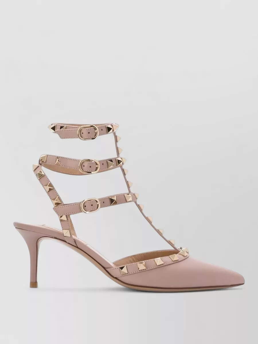 Valentino Garavani Leather Rockstud Ankle Strap Pumps