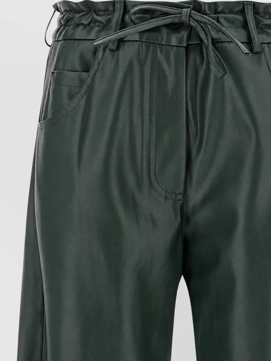 Nude Faux Leather Wide-Leg Trousers