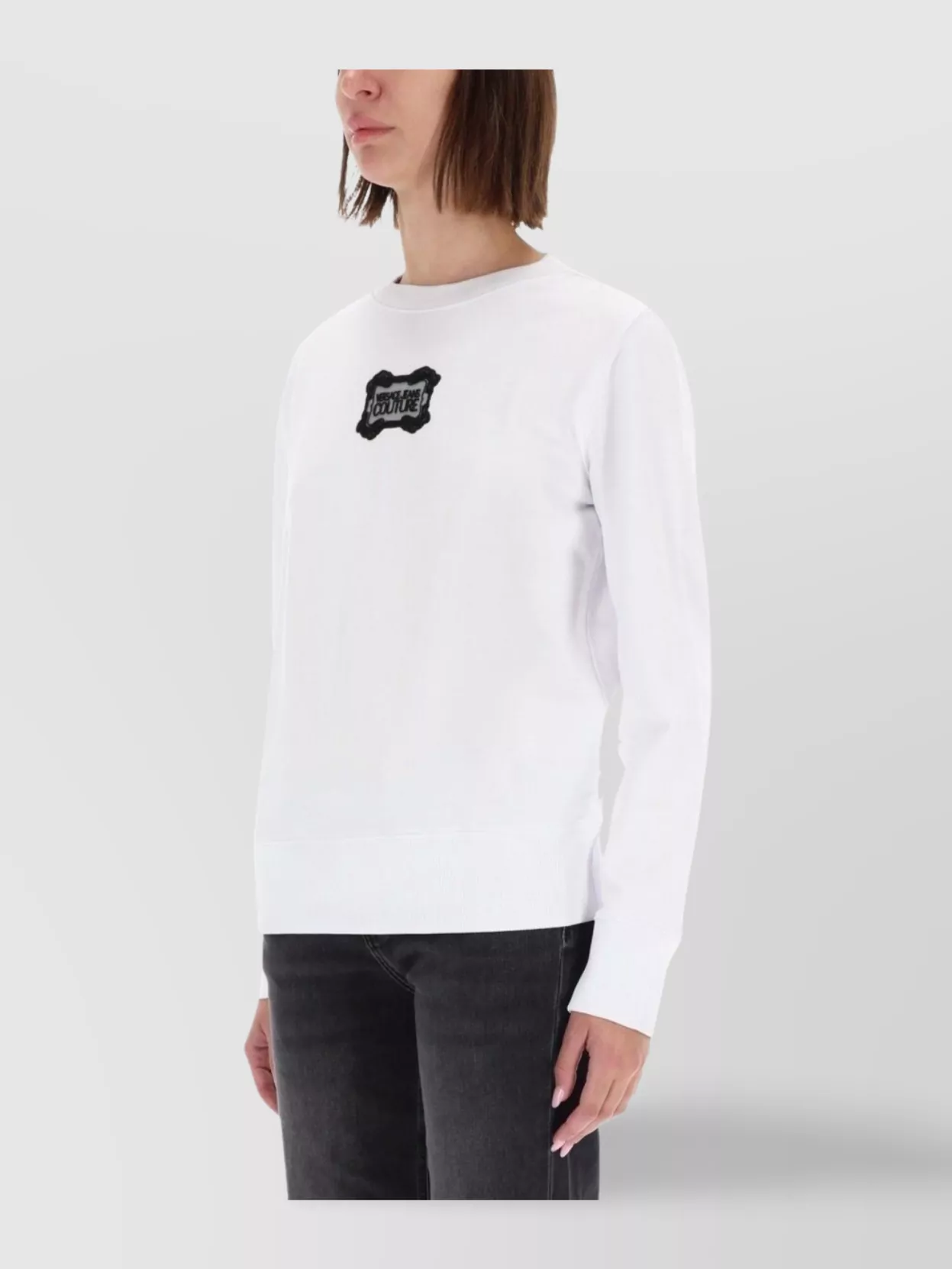 Versace Jeans Couture Ribbed Hem Long Sleeve Crew Neck Knitwear